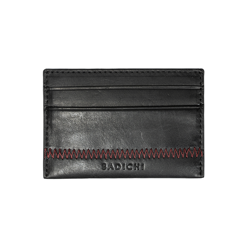 Black Denim Leather Card Case