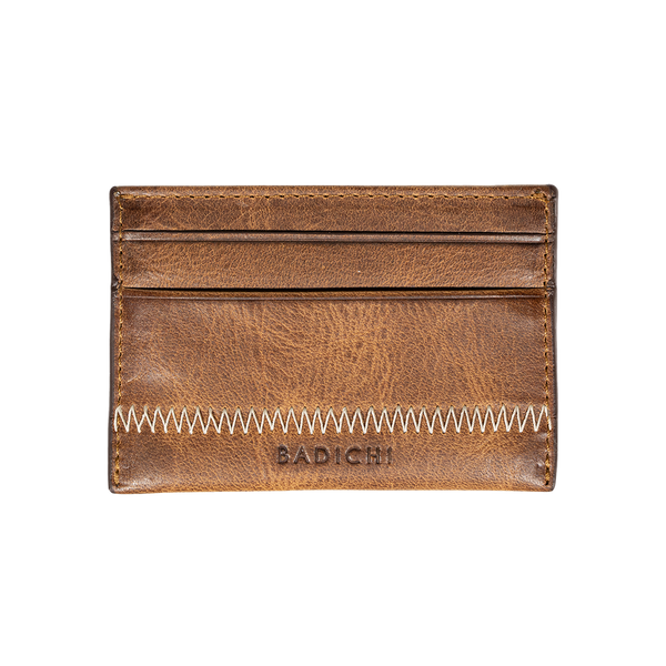 Cognac Denim Leather Card Case