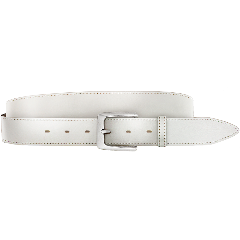 Ladies White Genuine Leather Belt with Silver‎ Hardware Size XL RISANTRY Women main image 2