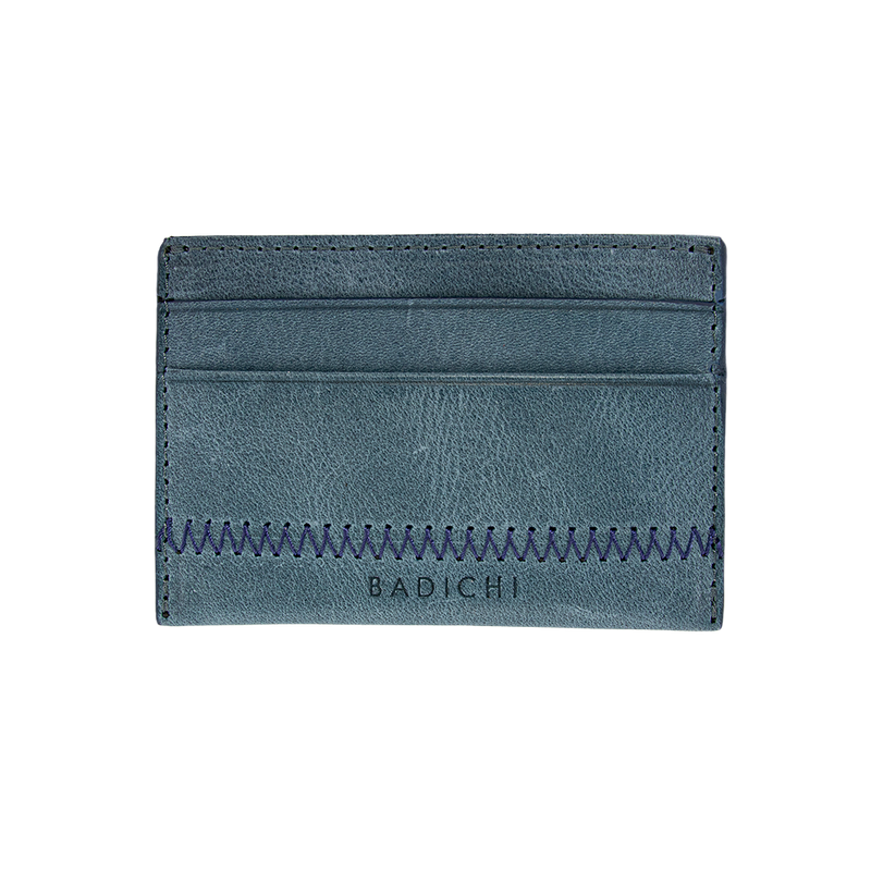 Blue Denim Leather Card Case
