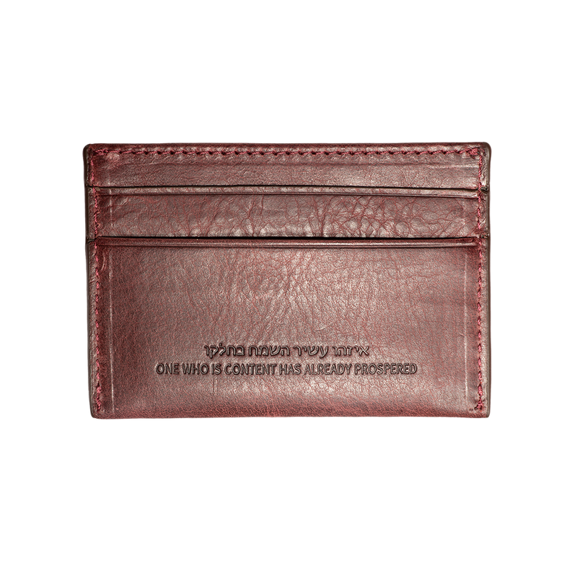 Burgundy Denim Leather Card Case