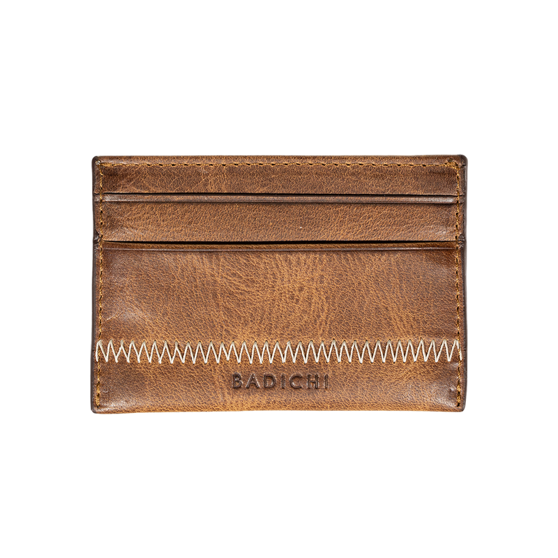 Cognac Denim Leather Card Case